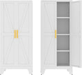 61' Tall Pantry Cabinet, White Metal Pantry Storage Cabinet, Kitchen Pantry Storage Cabinets with 2 Door and 3 Adjustable Shelves (White, 61' Modern)