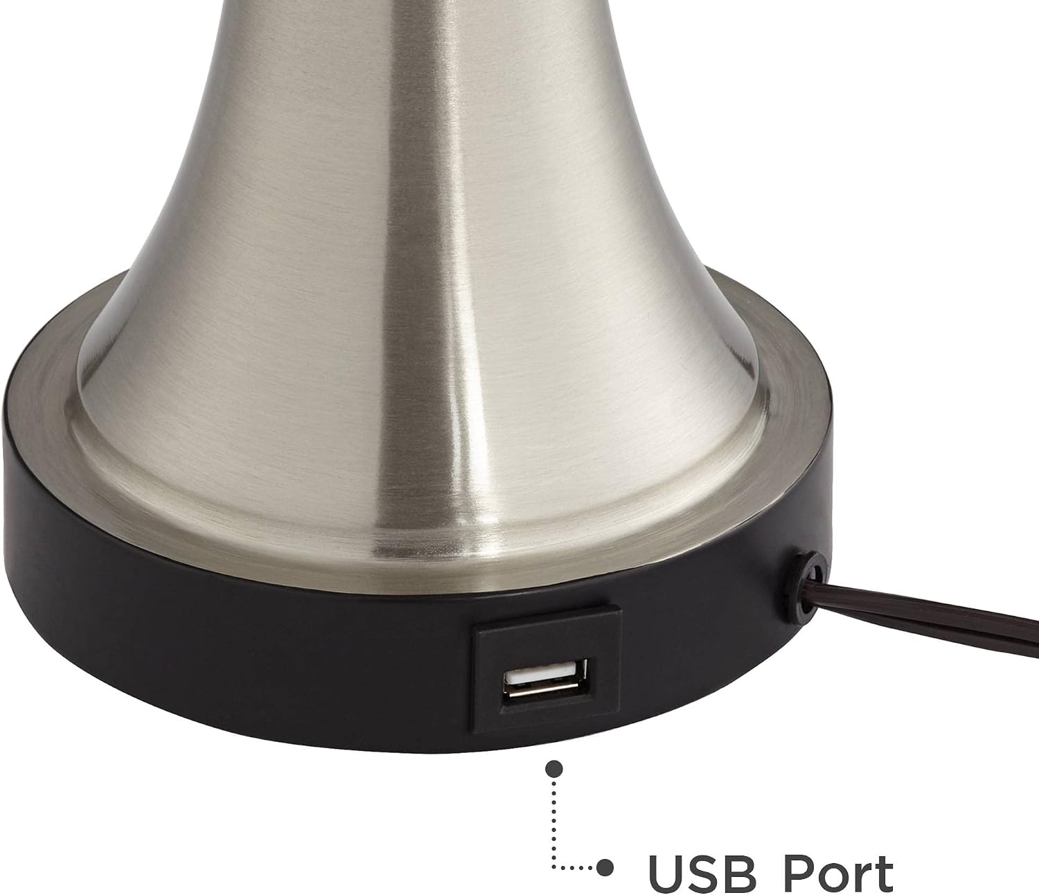 360 Lighting Seymore Modern Table Lamps 26' Tall Set of 2 with USB Charging Port Silver LED Touch On Off White Softback Drum Shade for Bedroom Living Room House Home Desk Bedside Nightstand