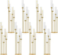 42.5in Gold Candelabra Centerpieces for Tables Candlestick Holders Decor Wedding Centerpiece Table Decorations 5 arm Candle Holder Set of 8 Acrylic lampshade Fit 0.9' LED Candle