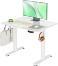 Claiks Small Glass Standing Desk, 35x20 Inch Electric Standing Desk Adjustable Height Quick Install for Computer Workstations, Super White