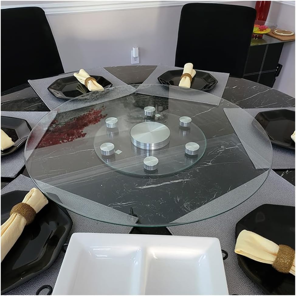 30' Glass Lazy Susan for Dining Table with 6 Rotating Wheels Table Top Centerpiece Kitchen Turntable Large Round Silent & Smooth Spin (Φ 30 Inch)