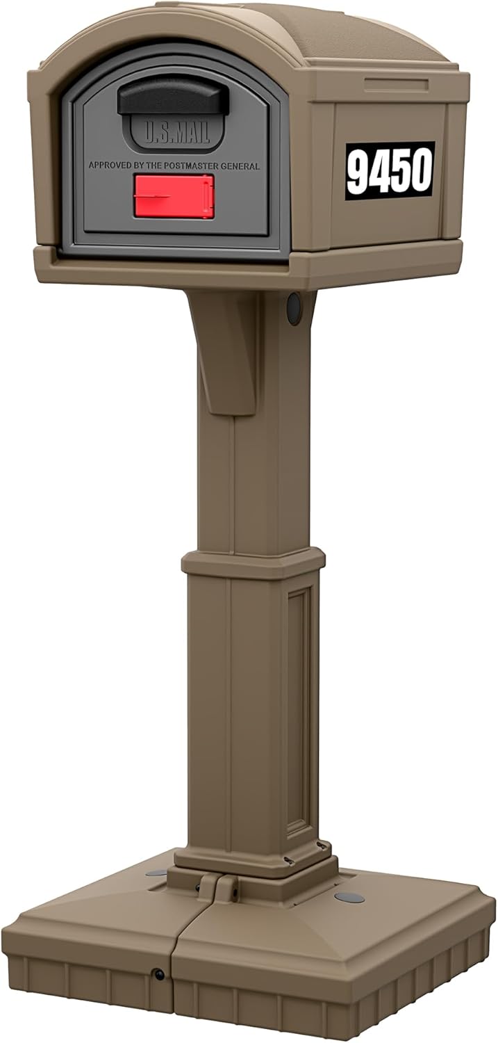 Simplay3 USPS T4 Extra Large Capacity XL Dig-Free Mailbox with Durable Double-Wall Construction, Weather-Resistant Design, and Easy No-Dig Installation, Driftwood, Made in the USA