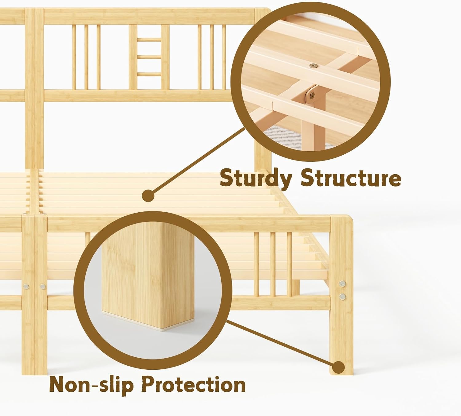 10 Inch High Bamboo King Bed Frame with Headboard and Footboard, Wood Bed Frame King Metal Slat Support Heavy Duty, No Box Spring Needed, Easy Assembly, Noise Free, Reinforced