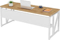 Tribesigns 63 inches Computer Desk with Bottom Storage Shelf Home Office Desk Writing Table for Workstation, Dark Walnut + Steel Leg, Cabinet not Included (Light Oak, 63-inch-with Shelf)