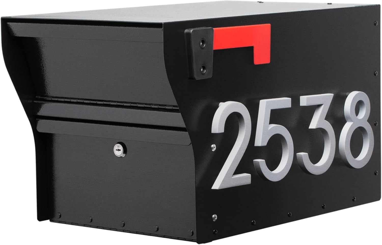 Whitehall MailVault Streetside Locking Mailbox, Personalize with Modern Stand-Off Address Numbers Package – Steel, Secure Weather Resistant Modern Square Mailbox (Black/Silver)