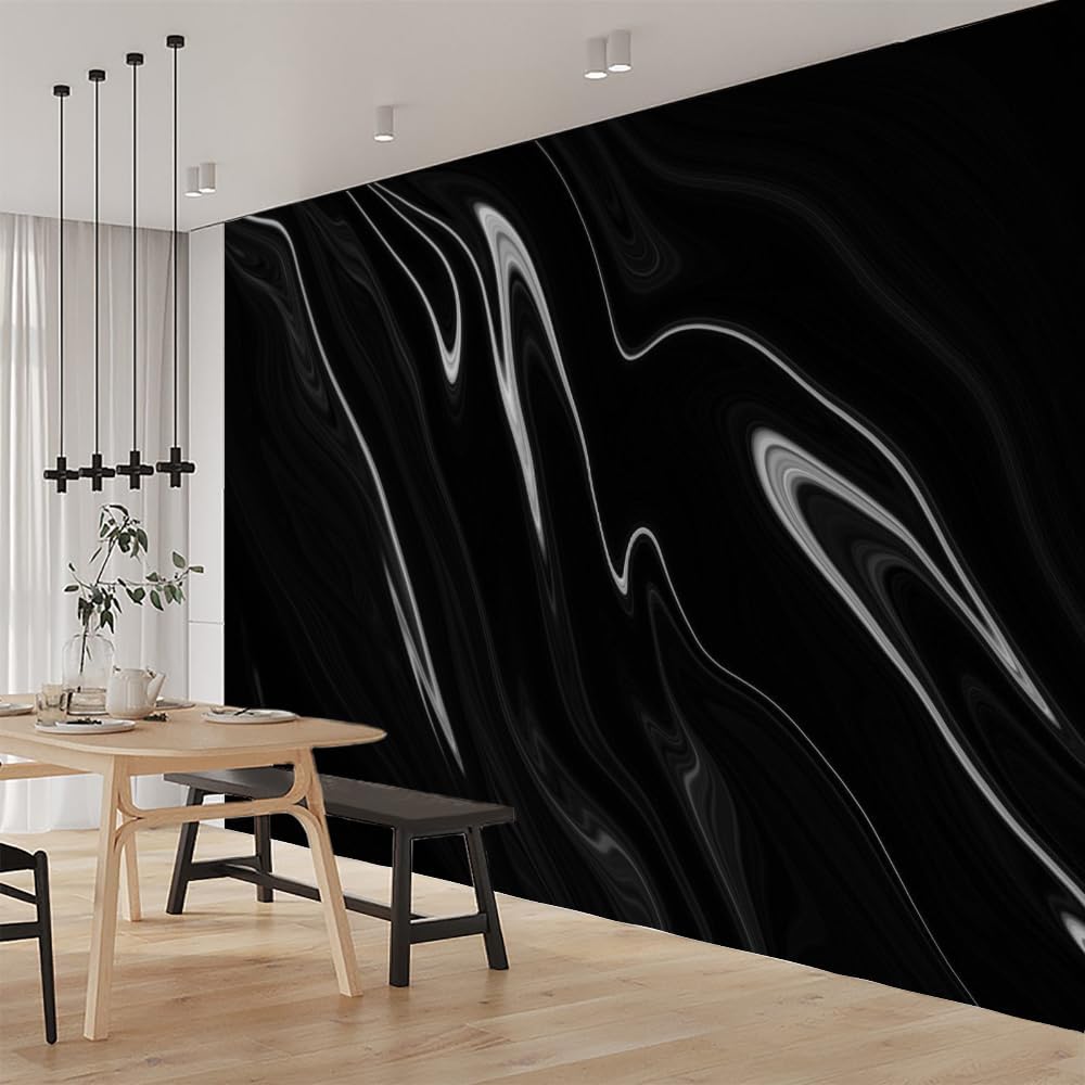 ELGADO Black Water Flow Wall Mural, Abstract Style Murals High Resolution Pictures Poster,Large Wallpaper Mural Wall Decor for Bedroom Living Room Tv Background Room Decor,116' W x91 H