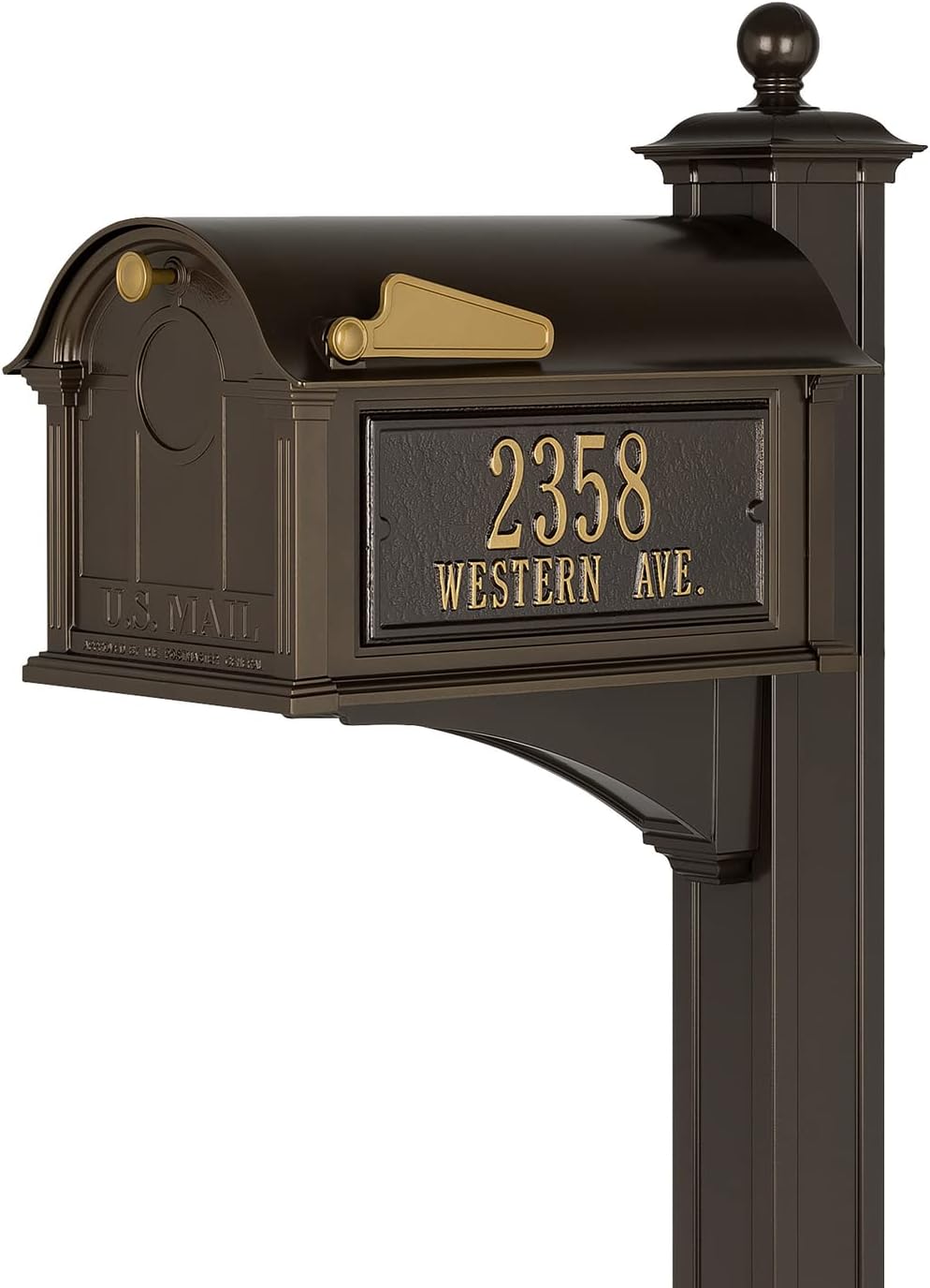 Balmoral Side Plaques Mailbox Post Package - Quick-Ship-Bronze
