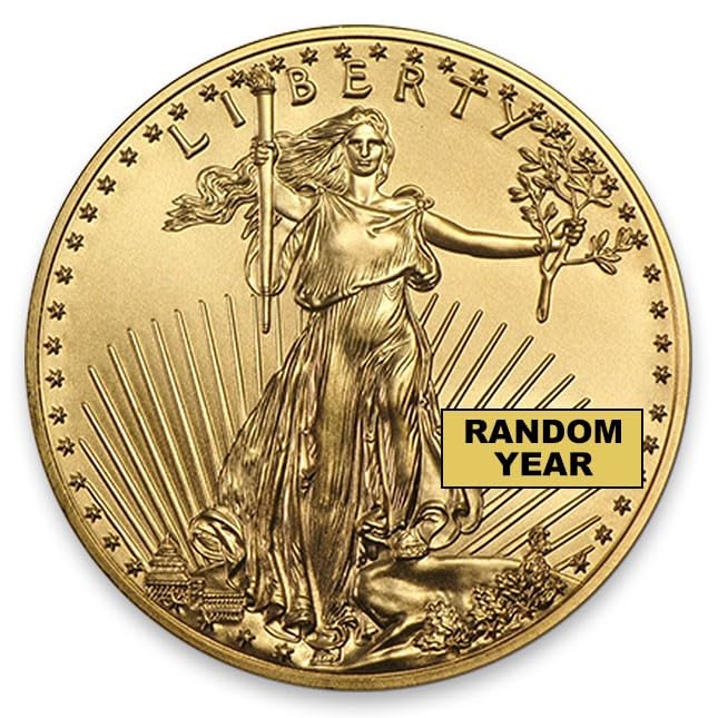1986 - Present (Random Year) American Gold Eagle 1/10th oz Bullion Coin with Certificate of Authenticity $5 Seller Uncirculated