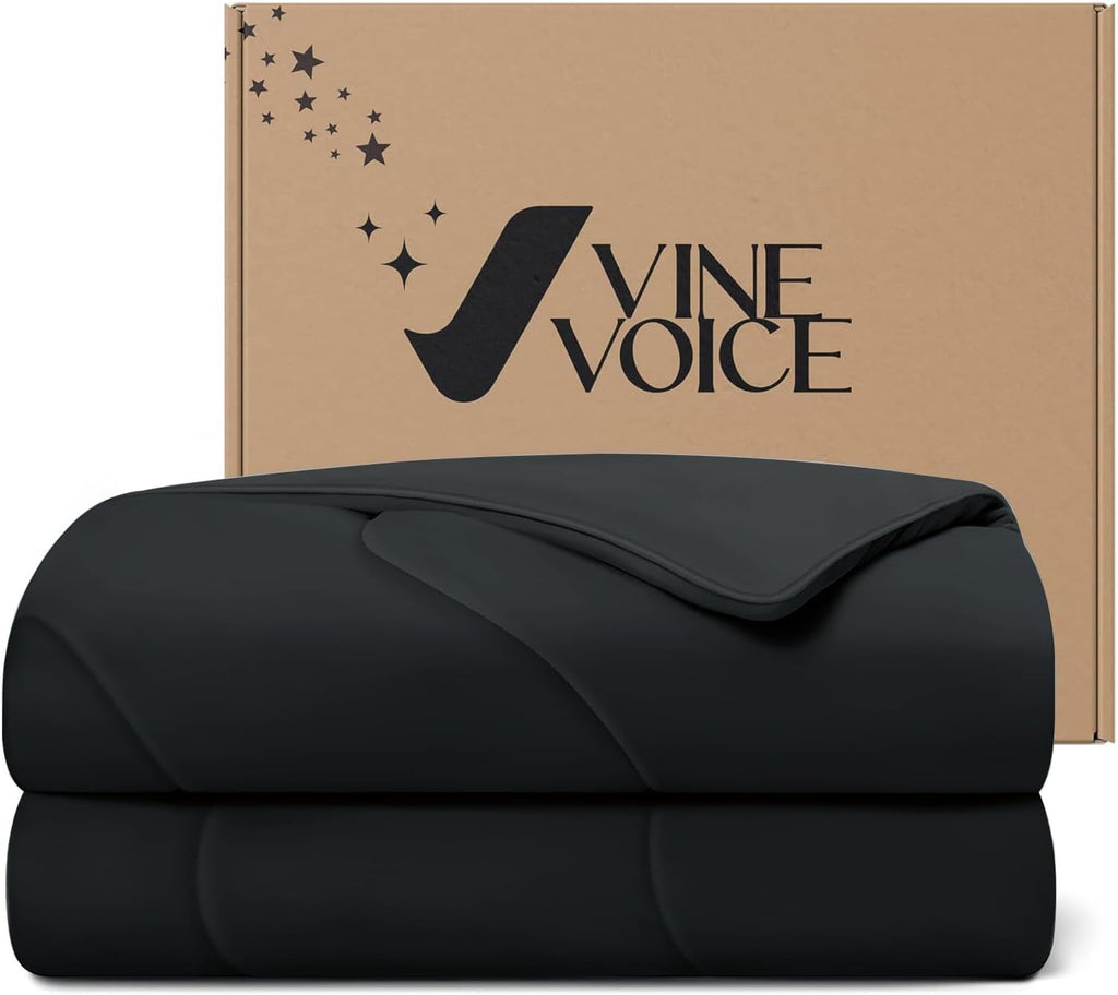 Cooling Blanket Comforter Hot Sleepers Twin/Twin XL Soft Cooling Blanket, Double-Sided Cool Bedding for Night Sweats, All-Season Lightweight Comforter(68 * 90inch, Black)
