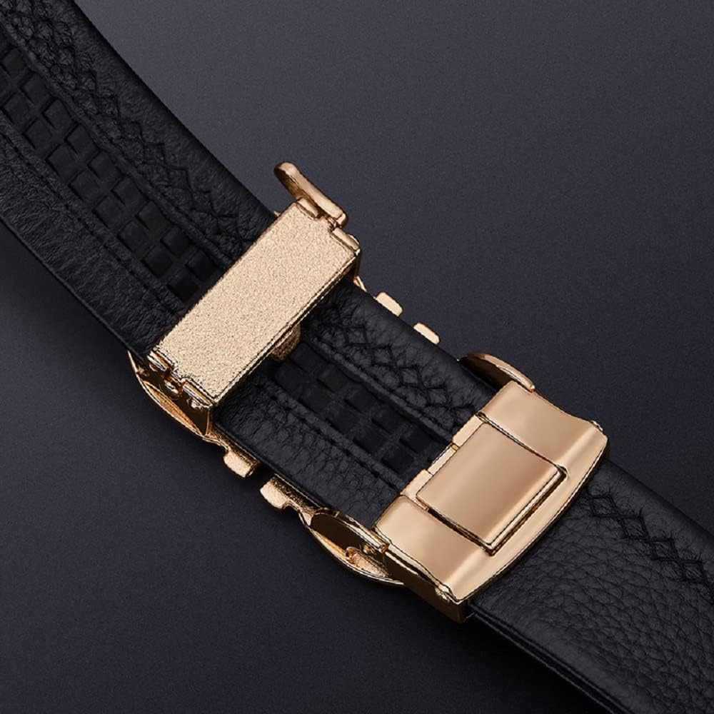 Automatic Ratchet Belt for Men - Genuine Leather Dress & Casual Use, Adjustable Buckle.