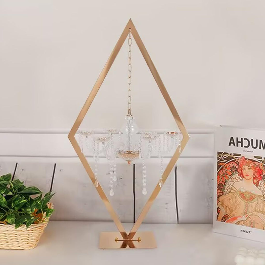 2pcs 43' Diamond Centerpieces for Tables, Metal Candle Holders Acrylic Centerpiece Stand, Gold Candelabra Stand for Wedding Dining Tables Party Home Decoration