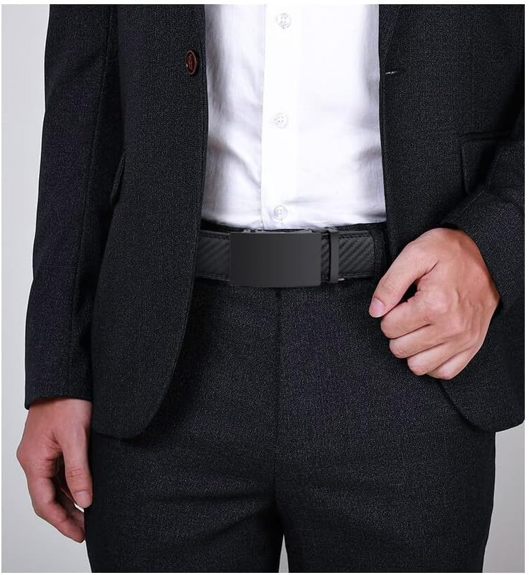 Automatic Ratchet Belt for Men - Genuine Leather Dress & Casual Use, Adjustable Buckle