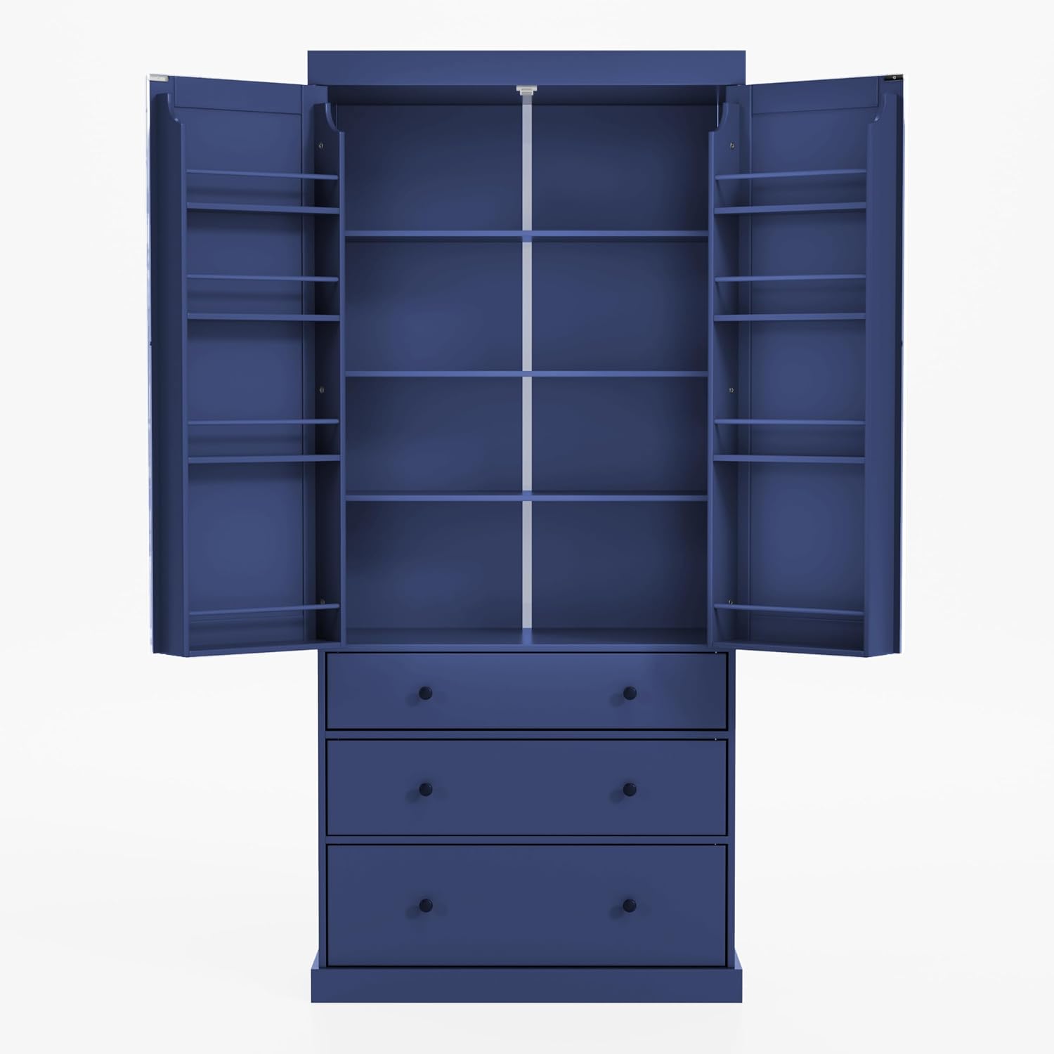 77inch Farmhouse Kitchen Pantry, Wood Storage Cabinet with 3 Adjustable Shelves, Freestanding Tall Cupboard Storage Cabinet with 8 Door Shelves and 3 Drawers for Kitchen, Dining Room