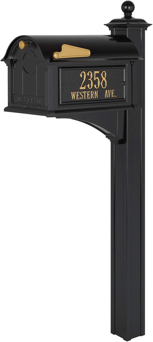 Balmoral Side Plaques Mailbox Post Package -Black