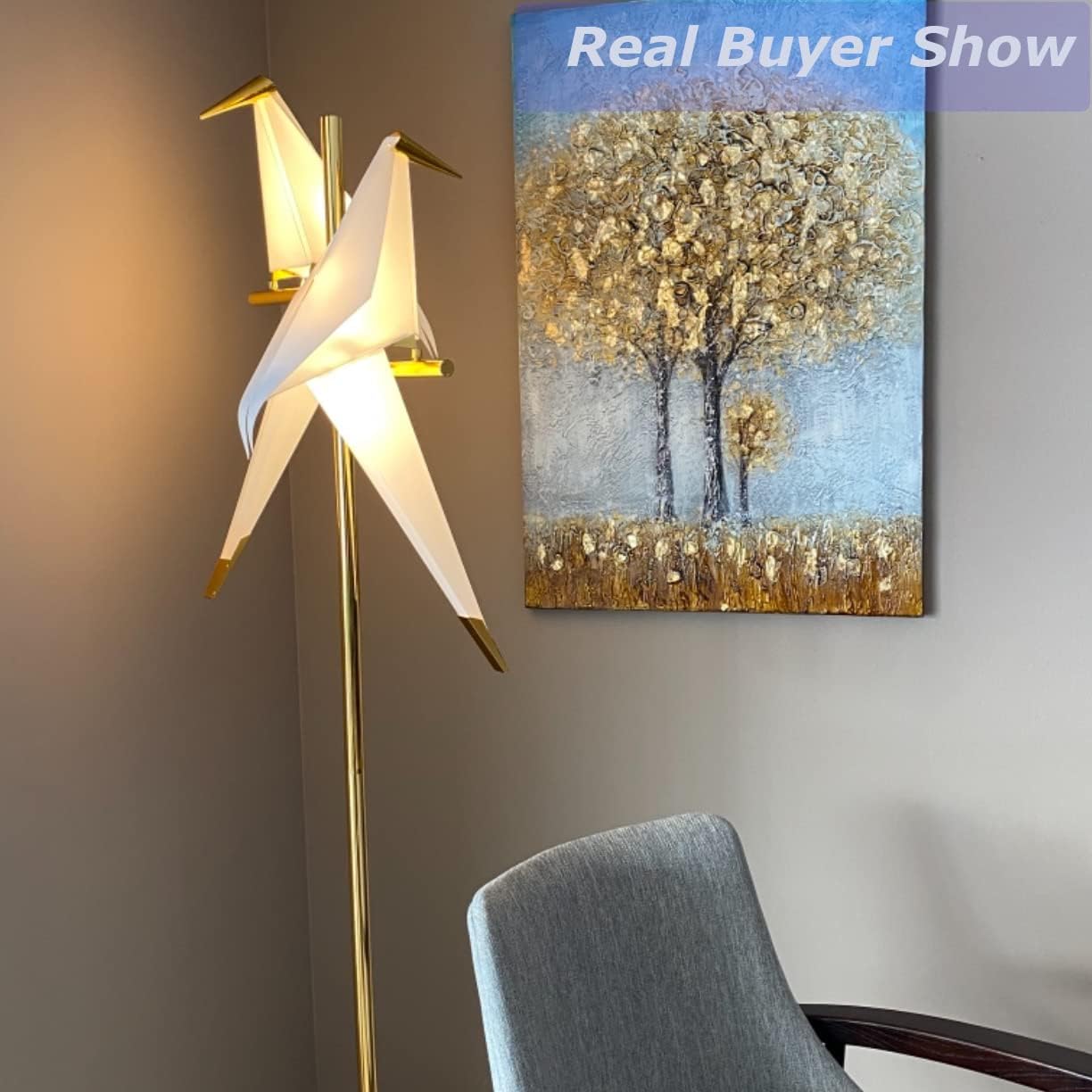 68In Modern LED Floor Lamp, Bird Floor Light Gold Metal Fixtures for Living Room Bedroom Dinning Room Office (2 Birds)