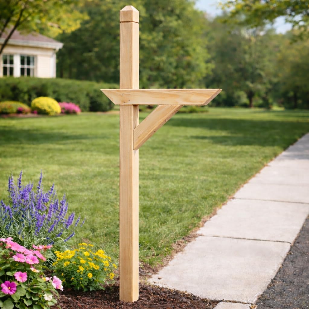 Peaceful Classics Wooden or Vinyl Mailbox Post – Weather-Resistant Outdoor Mailbox Stand with Shelf – Made in Lancaster, PA – Easy Assembly with Hardware Included (Wood, Unfinished)