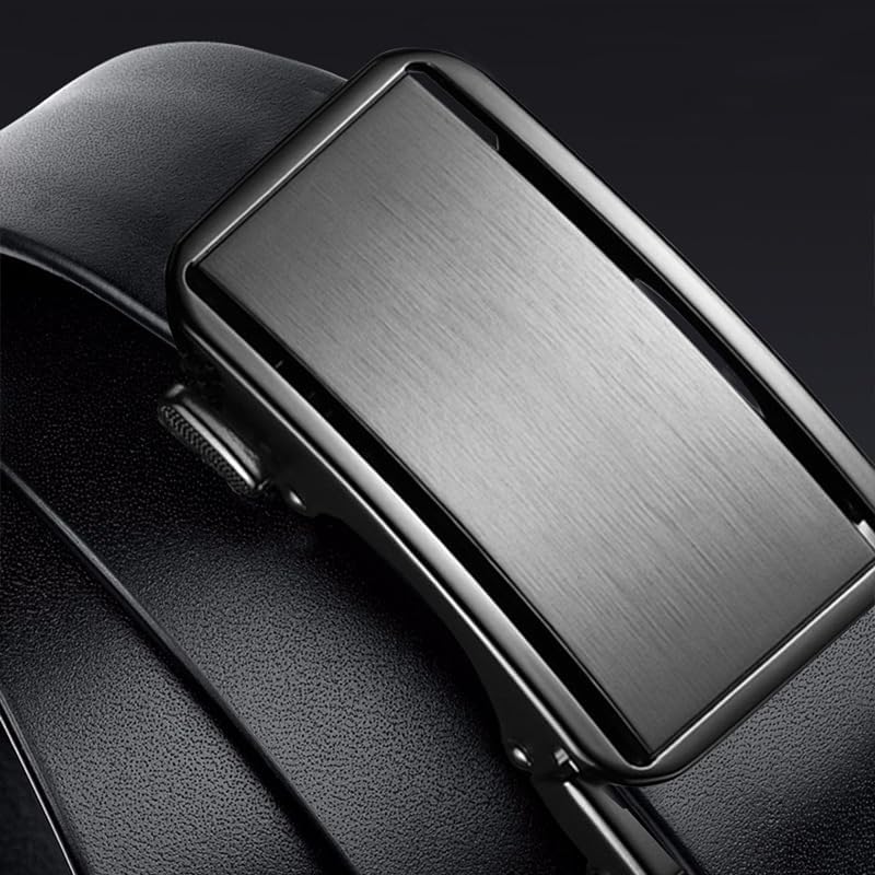 Automatic Ratchet Belt for Men - Genuine Leather Dress & Casual Use, Adjustable Buckle