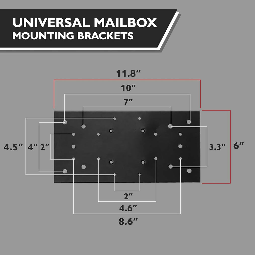 Ilyapa Double Mailbox Post for Outside - 43x4x4 inch Black Metal Dual Mailboxes Post for Outside with Universal Mounting Bracket Plate