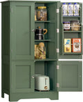 TEENFON 43' H Storage Cabinet with 4 Doors, Kitchen Cabinet with 6 Door Shelves, Kitchen Pantry Cabinets for Living Room, Dining Room, Bathroom, Forest Green