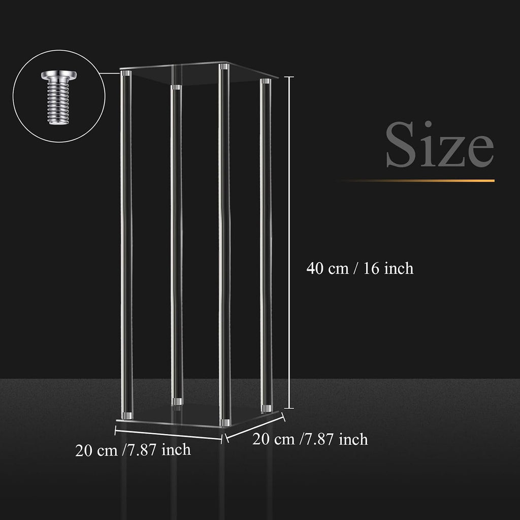 Geetery 12 Pieces Tall Acrylic Vase Wedding Centerpieces Clear Flower Stand Column Geometric Floral Vase Elegant Display Holder for Birthday Party Wedding Table Decorations (16 Inch)