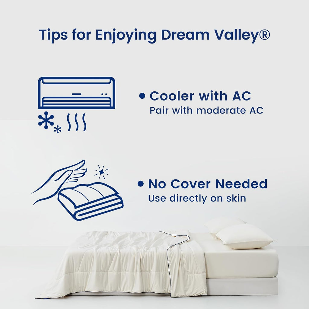 Dream Valley® Outlast® Deepsleep Cooling Comforter, Full/Queen Size, NASA-Grade Space Technology Cooling Blanket for Hot Sleepers Night Sweats, Q-Max > 0.45 Aerocool™ Breathable, Ivory, 90'x90'