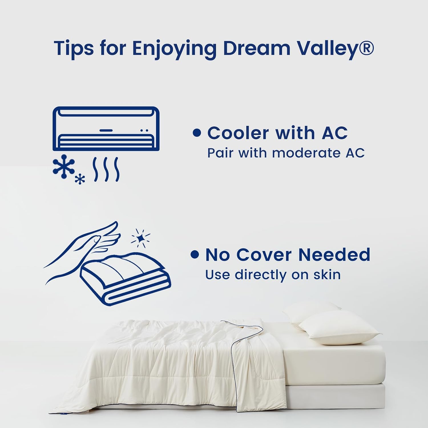 Dream Valley® Outlast® Deepsleep Cooling Comforter, Full/Queen Size, NASA-Grade Space Technology Cooling Blanket for Hot Sleepers Night Sweats, Q-Max > 0.45 Aerocool™ Breathable, Ivory, 90'x90'