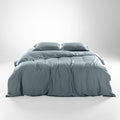 Olive + Crate Queen Size Tencel Duvet Cover Set - Hypoallergenic, Cooling Eucalyptus Duvet Cover for Hot Sleepers with Two Pillowcases - Basalt Blue 3-Piece