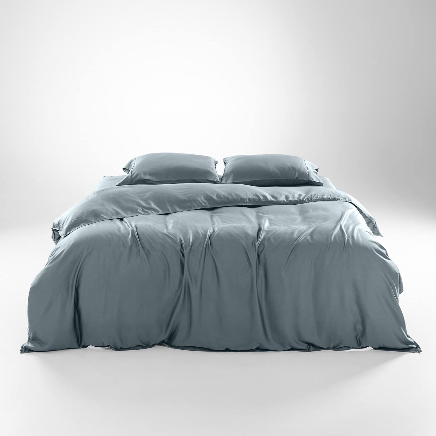 Olive + Crate Queen Size Tencel Duvet Cover Set - Hypoallergenic, Cooling Eucalyptus Duvet Cover for Hot Sleepers with Two Pillowcases - Basalt Blue 3-Piece