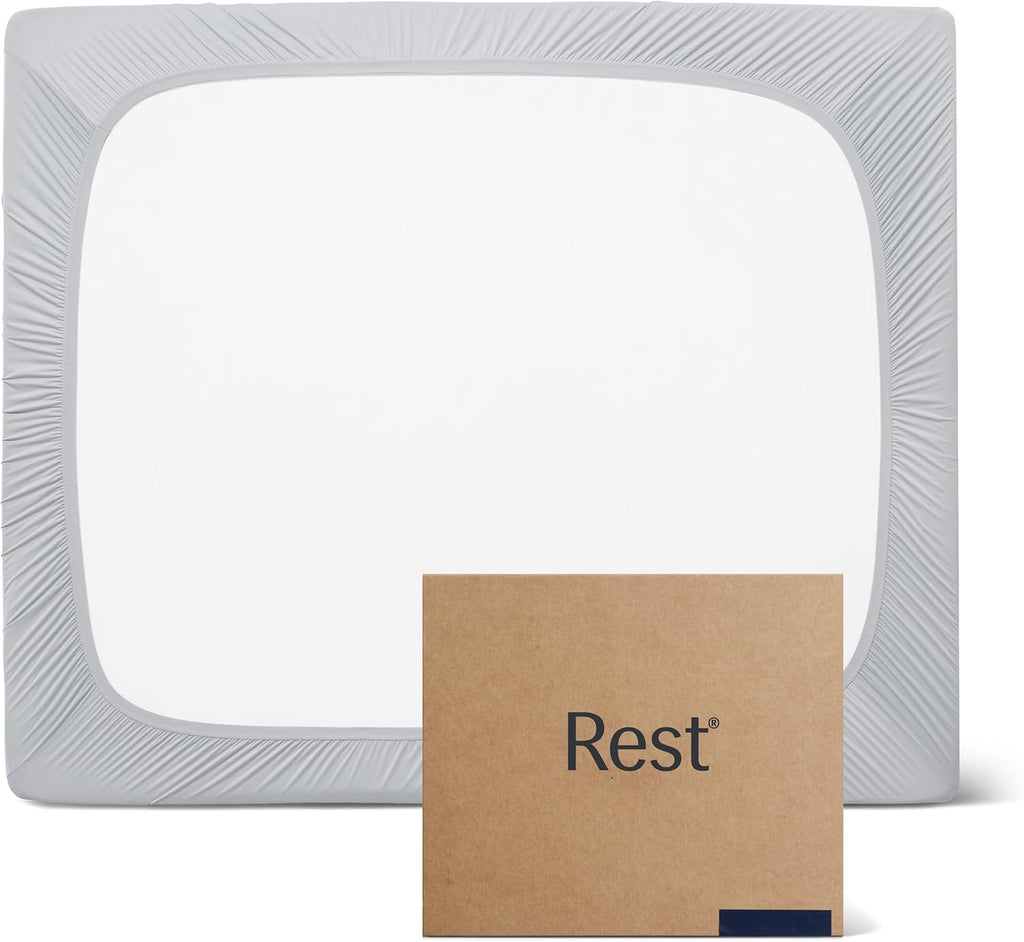 REST® Evercool®+ Fitted Sheet, Queen Size, Light Gray, 15' Deep (up to 18''), Breathable Bedding for Hot Sleeper and Night Sweats, Bed Sheet with Ionic+ Self-Cleaning Silver Yarn for Sensitive Skin