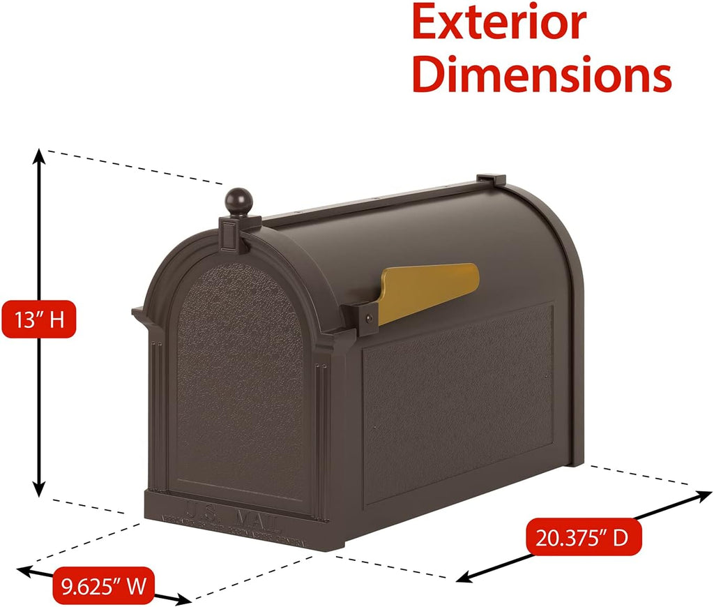 Whitehall Custom Extra Large Mailbox, Capitol Model with Modern Style Address Plaques and Post Package, Sand Cast Aluminum, Bronze Personalized in Goldtone