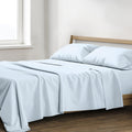 XOOX Linen 100% Egyptian Cotton Queen Sheet Set - Luxury 1200 High Thread Count Egyptian Cotton Sheets Queen Size (4 PC, Light Blue), Silky Soft, Cooling, 17' Deep Pocket Sateen Weave Hotel Bedding