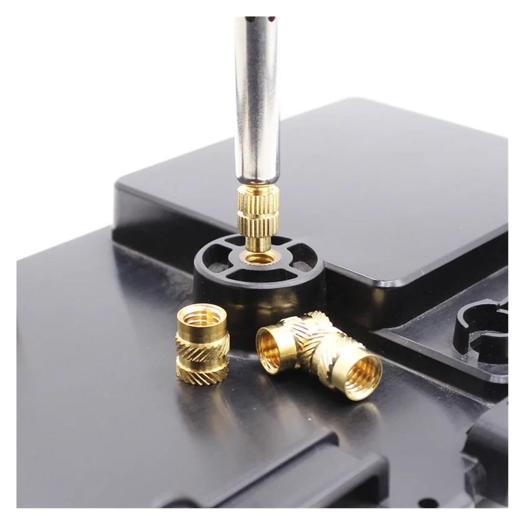 Brass Metric Knurled Nuts，Heat-Set Threaded Insert Implant Machine Copper Nut Thermal Conduction Implant Heat Insertion Tool 3D Printer Plastic(Us and Guide Head)