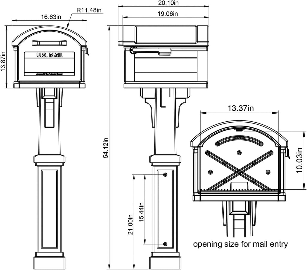 Architectural Mailboxes Grand Haven Plastic Mailbox and Post Kit, GHC40MAM, Mocha, Extra Large Capacity