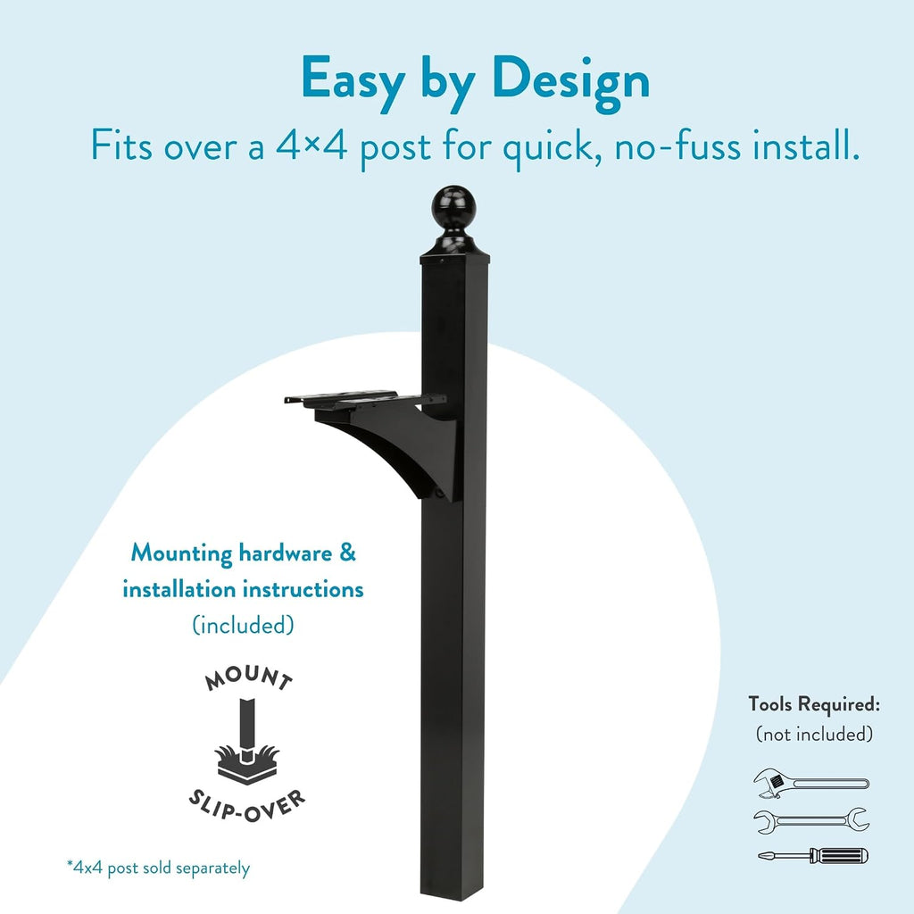 Architectural Mailboxes Landover Aluminum Mailbox Post, Black