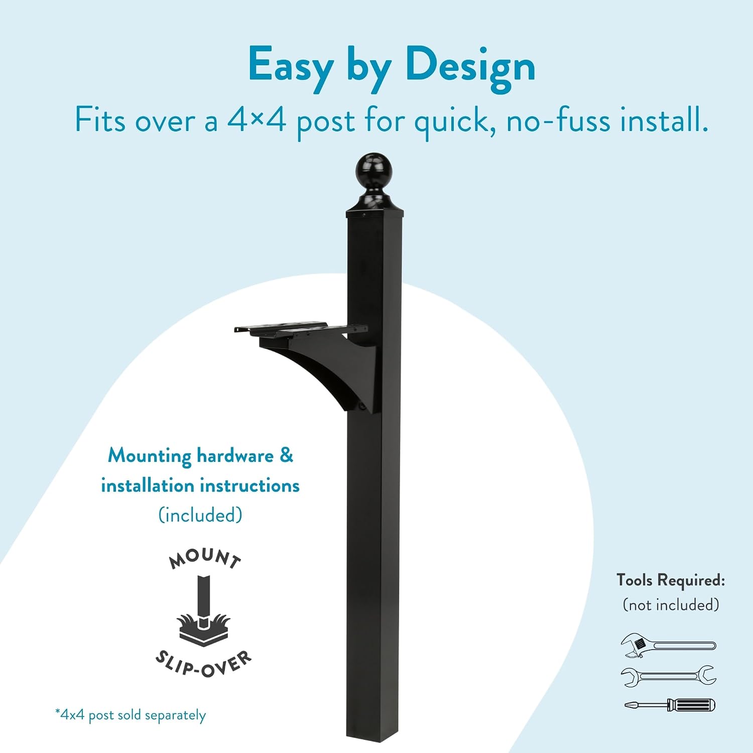 Architectural Mailboxes Landover Aluminum Mailbox Post, Black