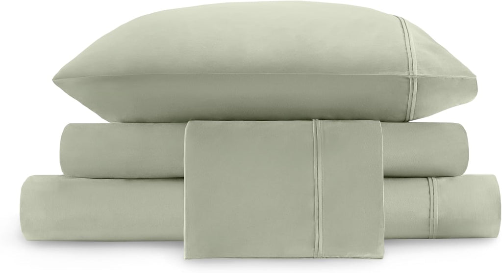 Harbor House Luxury 100% Egyptian Cotton Sheet Set, 400 Thread Count Sateen Weave, Soft & Breathable Bed Sheets with Deep Pocket, 4-Piece Cal King Bedding Set, Sage
