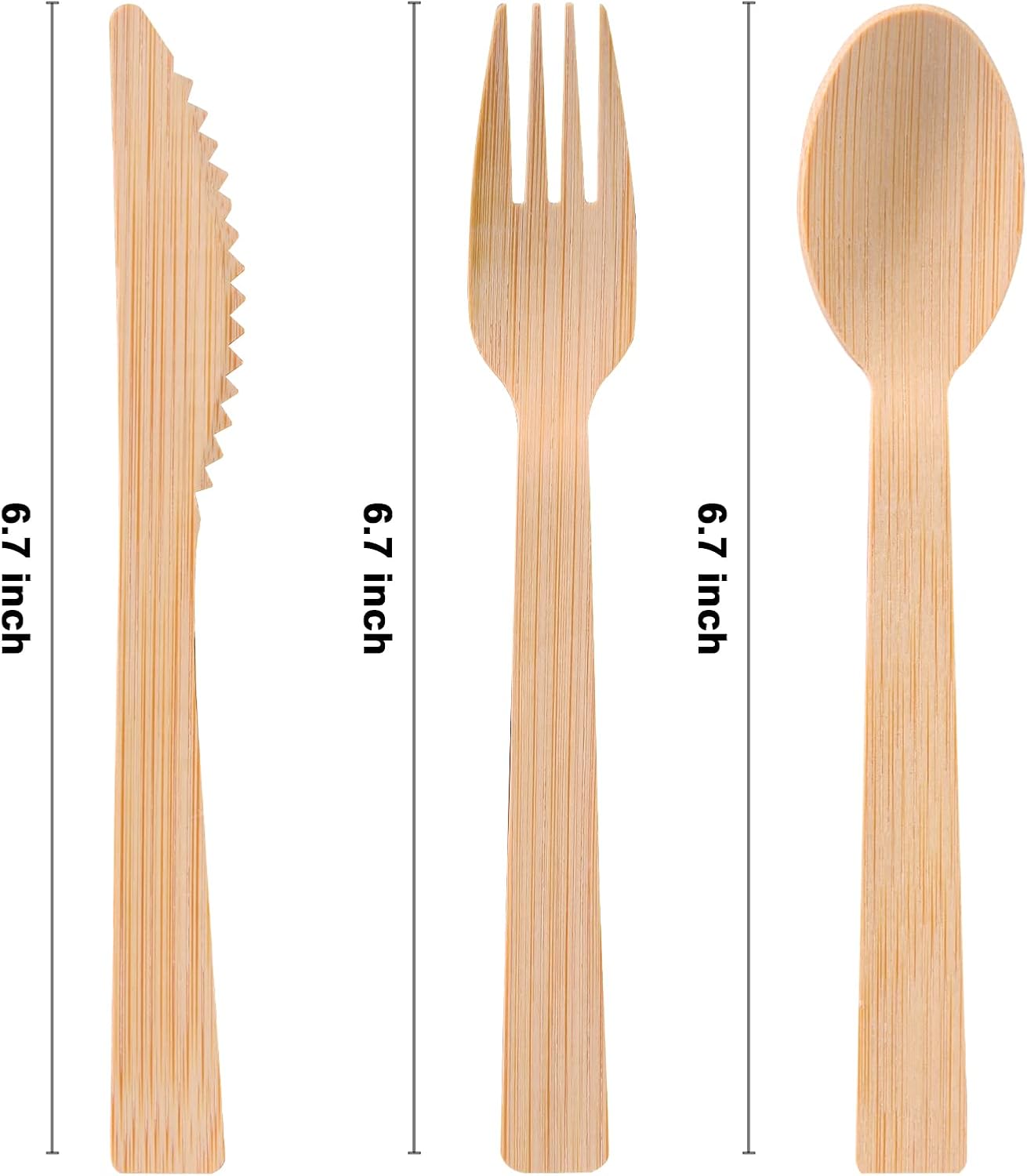 Pre Rolled Napkin and Bamboo Cutlery Set - 300Pack Bamboo Utensils/Compostable Cutlery(300 Forks, 300 Knives, 300 Spoons, 300 Napkins), Biodegradable Wrapped Cutlery for Party, Wedding, Events