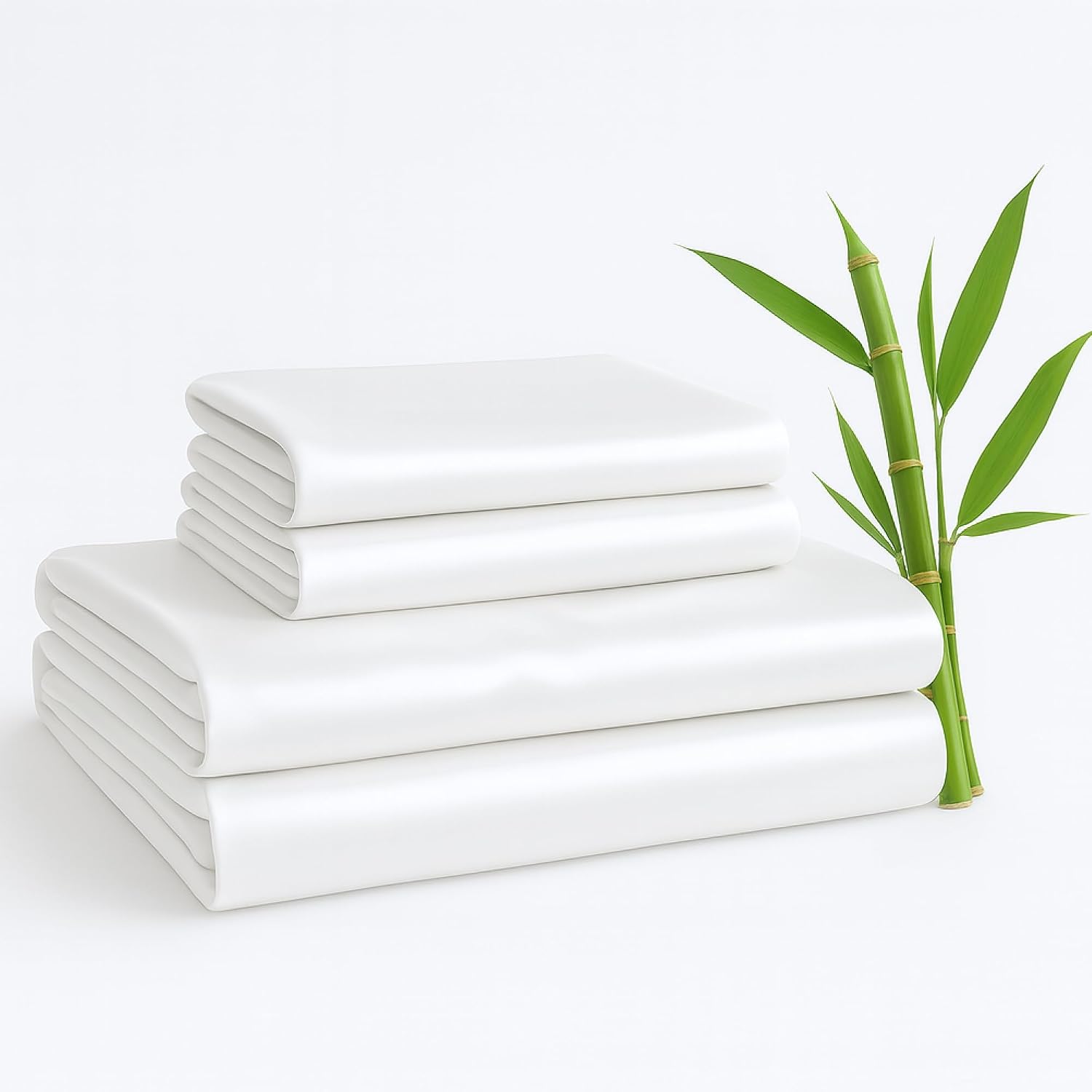BedVoyage Cooling Sheets Queen – Viscose from Bamboo, Sheet Set for Hot Sleepers, 18' Deep Pocket, Soft Breathable Bedding, White