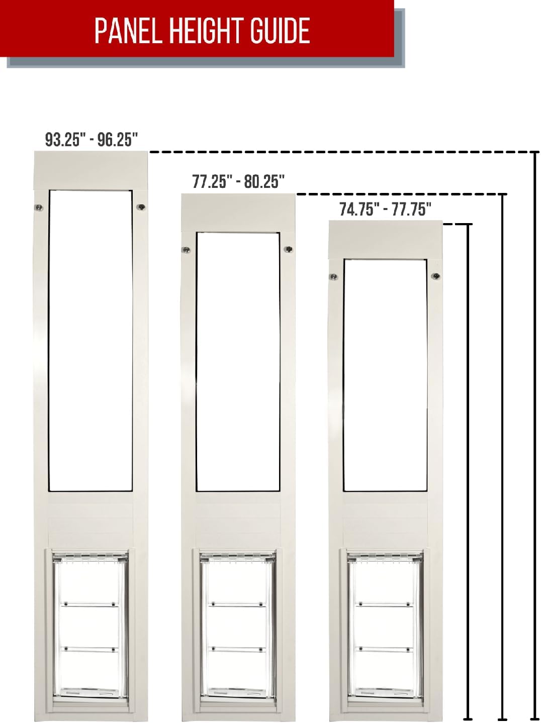 Endura Flap Pet Door for Vinyl Sliding Glass Doors | Weatherproof & Insulated Dog Door for Vinyl Sliders | Durable with Secure Locking Cover | White, XXL Flap, 93.25'-96.25' Slider Height