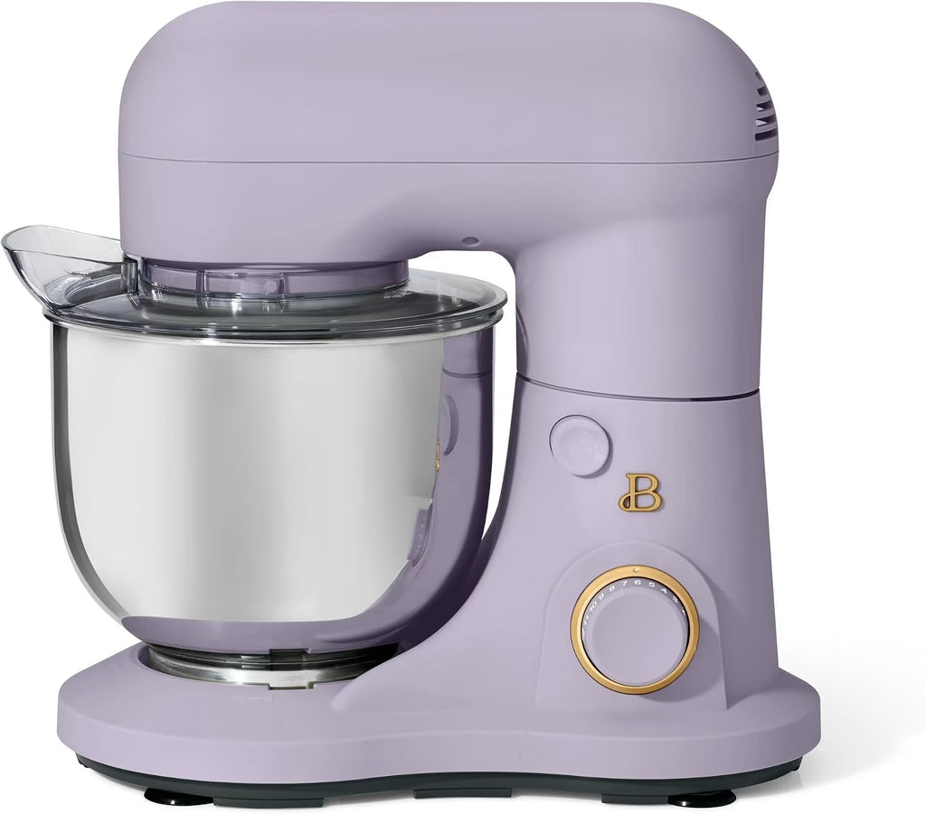 3.5 Qt Stand Mixer, 300W Powerful Motor, Tilt-Head Design with Stainless Steel Bowl, 12 Speeds, Includes Dough Hook Whisk Beater for Baking Mixing (Lavender)