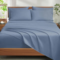 Ivellow 100% Egyptian Cotton Sheets Queen Size Set - 1200 Thread Count 6 PC 18' Deep Pocket Queen Size Bed Sheet Set，Luxury Soft Breathable Dusty Blue Cooling Sheet Sets Durable Hotel Quality Bedding