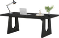 Tribesigns 70.86-Inch Executive Desk, Large Black Computer Office Desk with Wooden Legs, Modern Simple Style Rectangle Writing Table, Workstation or Business Table for Home Office (Black)