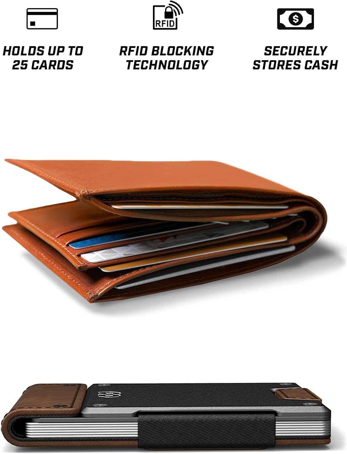 PROOF Wallet | Slim Minimalist Wallets for Men | Leather & Metal | RFID Wallet | Front/Back Pocket | Gift Box | Veteran Owned