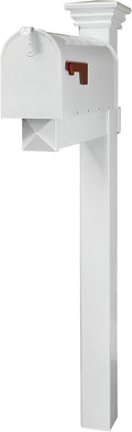 4Ever Products The Buchanan Vinyl/PVC Mailbox Post - Complete Decorative Curbside Mailbox System with Classic Traditional Style (White)