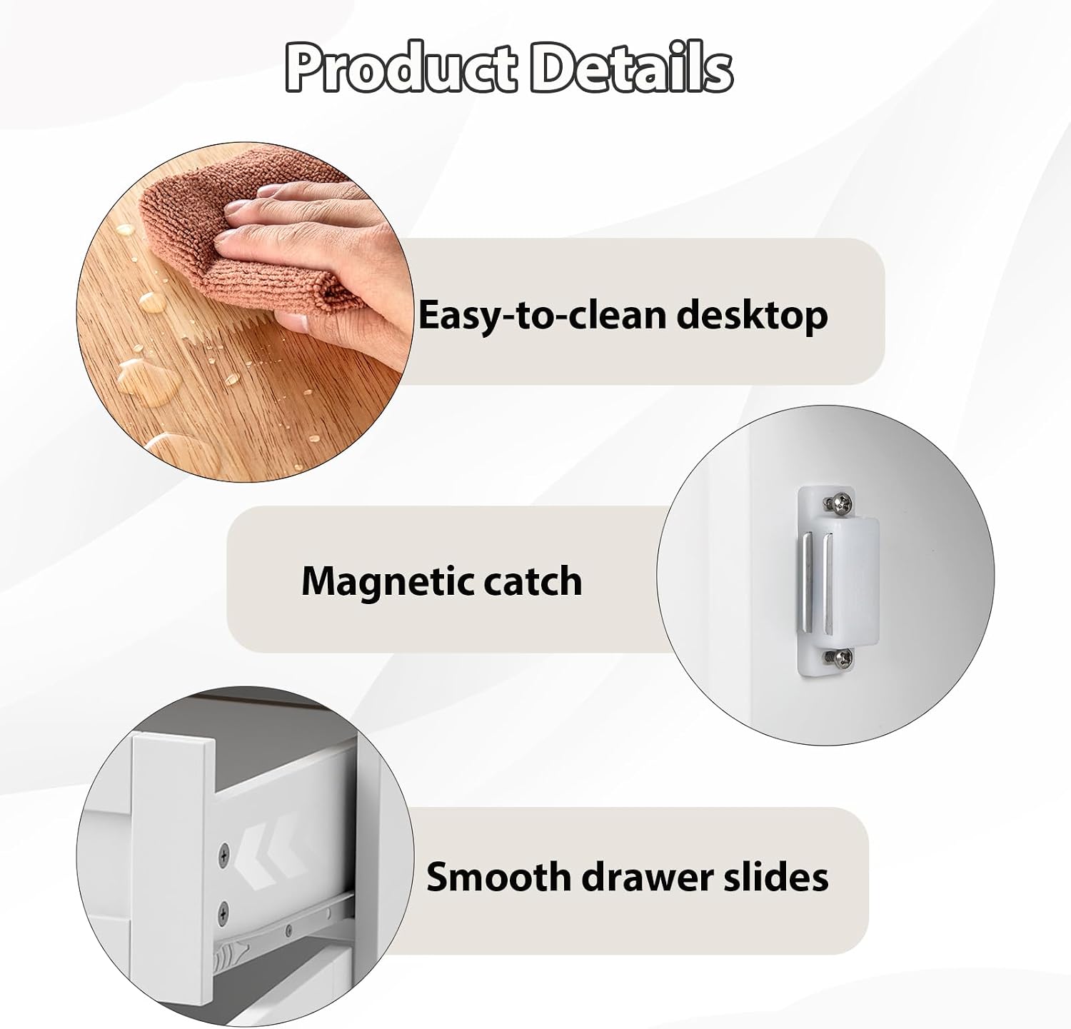 POWERSTONE Hidden Tilt Out Trash Cabinet Kitchen Island with 2 Drawers & Adjustable Shelf, Rubber Wood Countertop, Freestanding Laundry Hamper Recycle Bins, Pet Proof Garbage Can Holder White