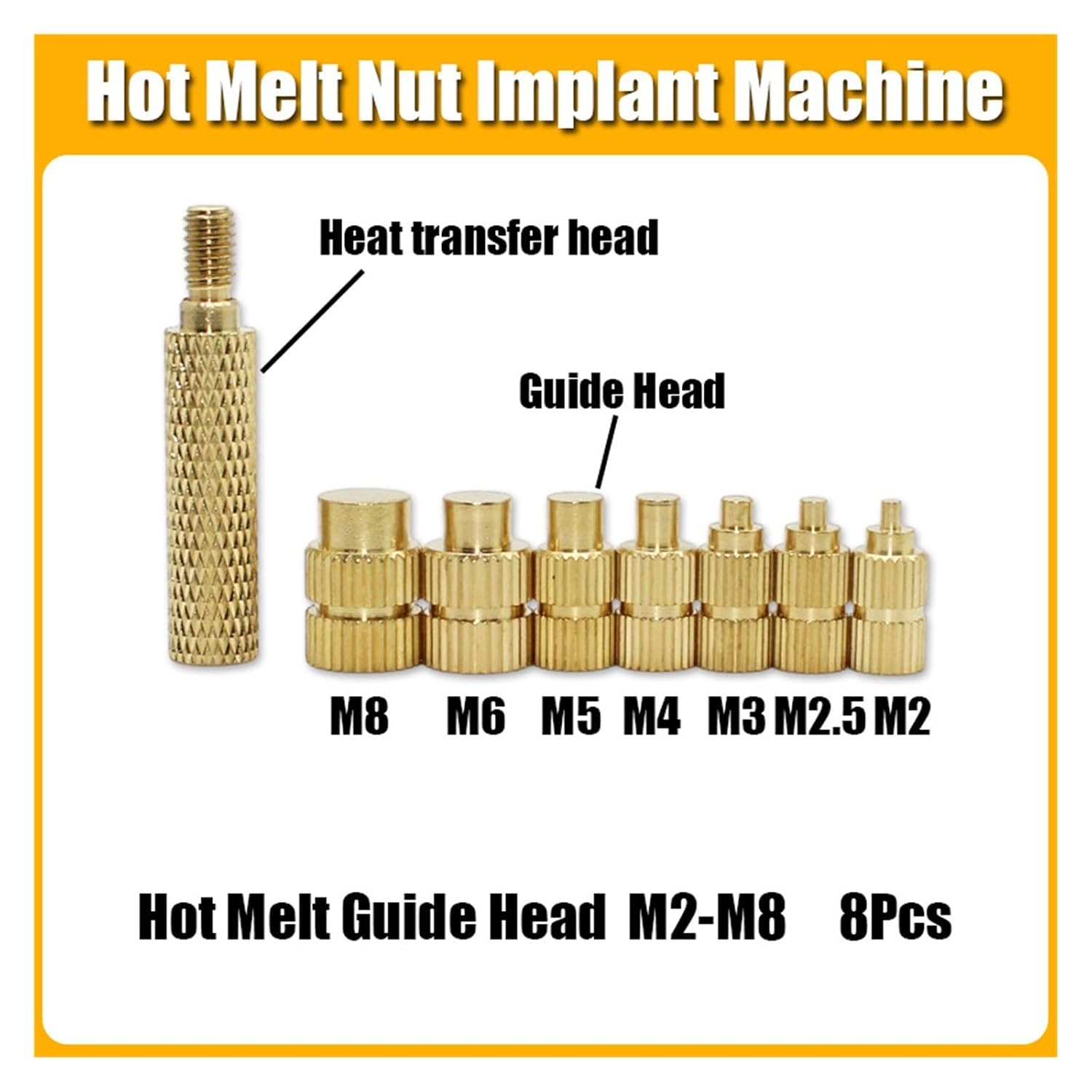 Brass Metric Knurled Nuts，Heat-Set Threaded Insert Implant Machine Copper Nut Thermal Conduction Implant Heat Insertion Tool 3D Printer Plastic(UK All One 99pcs)