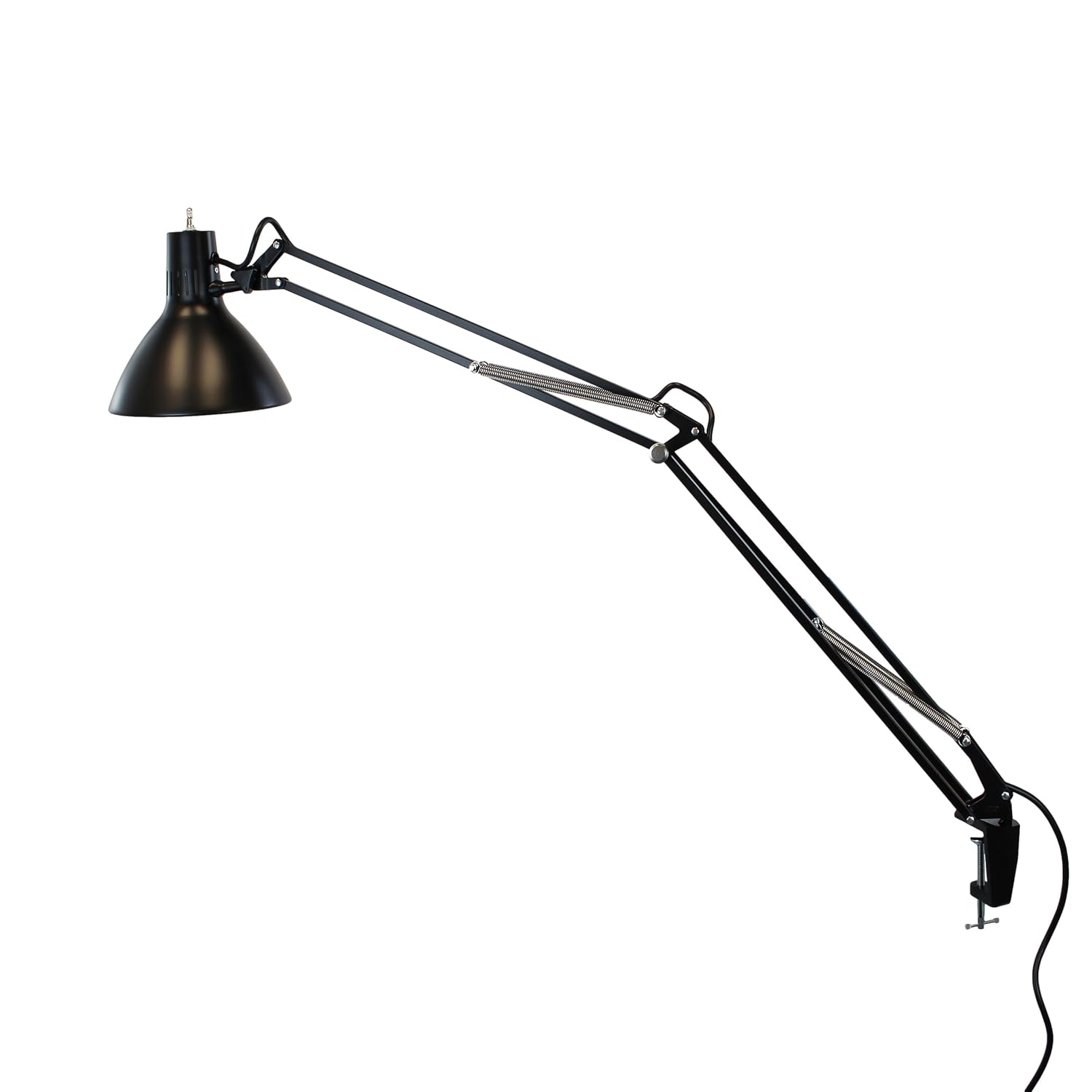 Luxo LS1ABK LS 23W CFL Task Light, 45' Powder-Coated Arm with External Springs, Edge Clamp, Black