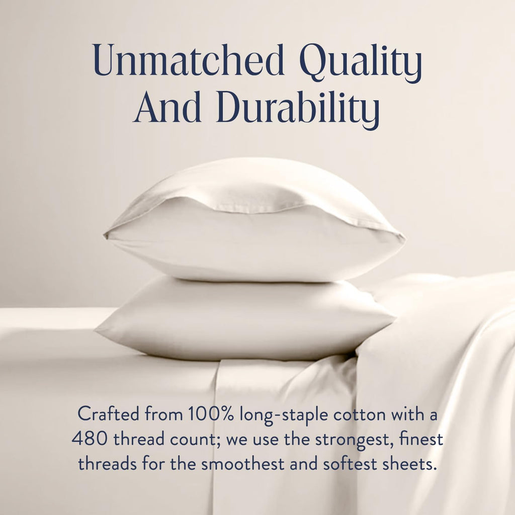 Brooklinen Luxury Sateen Duvet Cover - 100% Cotton, King/California King Size in Cream with Extra-Long Corner Ties and Button Closure - Best King/Cali King Duvet Covers