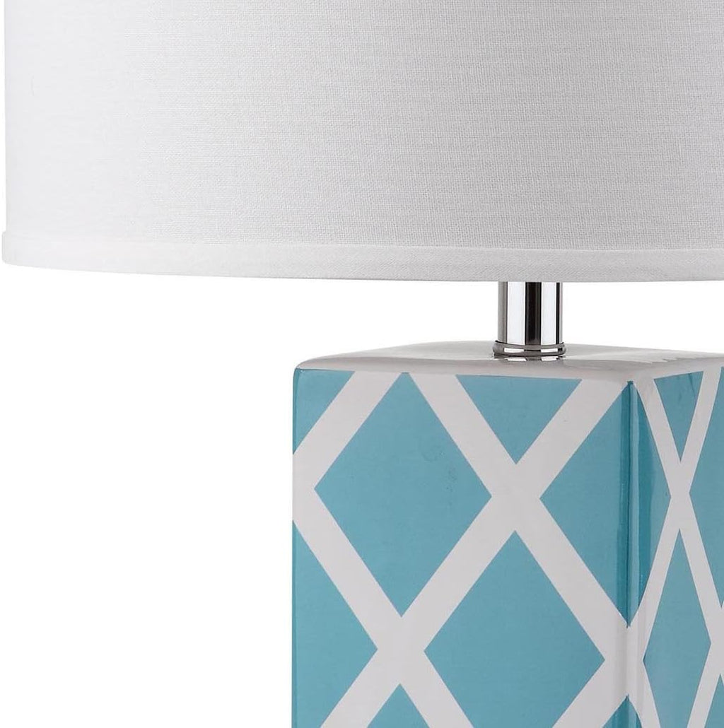 Safavieh Lighting Collection Garden Lattice Light Blue Table Lamp, Set of 2