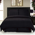 Royal Hotel Bedding Cotton Duvet Cover Set Queen Size Black Solid with Comforter Insert, Down Alternative Comforter Set, 300 Thread Count, Soft Cooling Breathable Bedding, 4 Piece